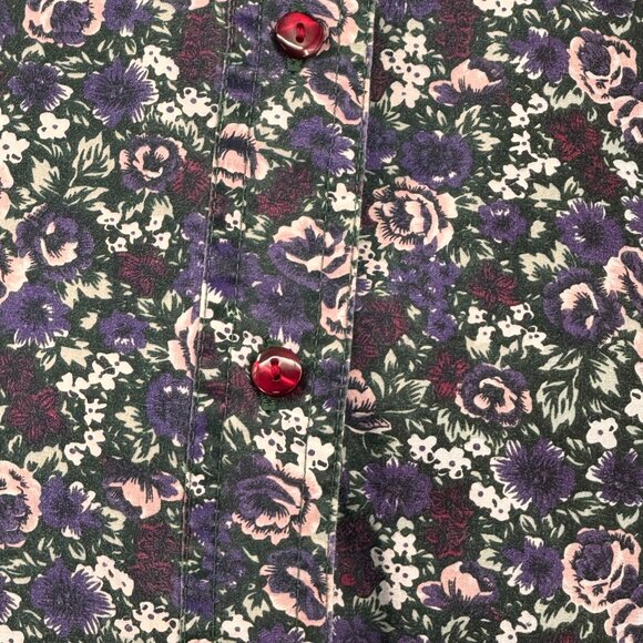 Vtg Basic Editions Micro Floral Shirt Womens XL Button‎ Up Cottage Core Coquette - Picture 3 of 6